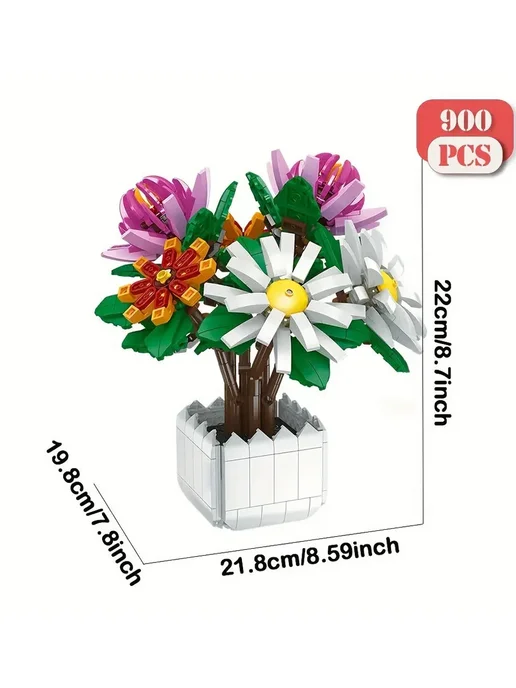 LEGO Конструктор Хризантемы в горшке 900 деталей, вариант, фото 3