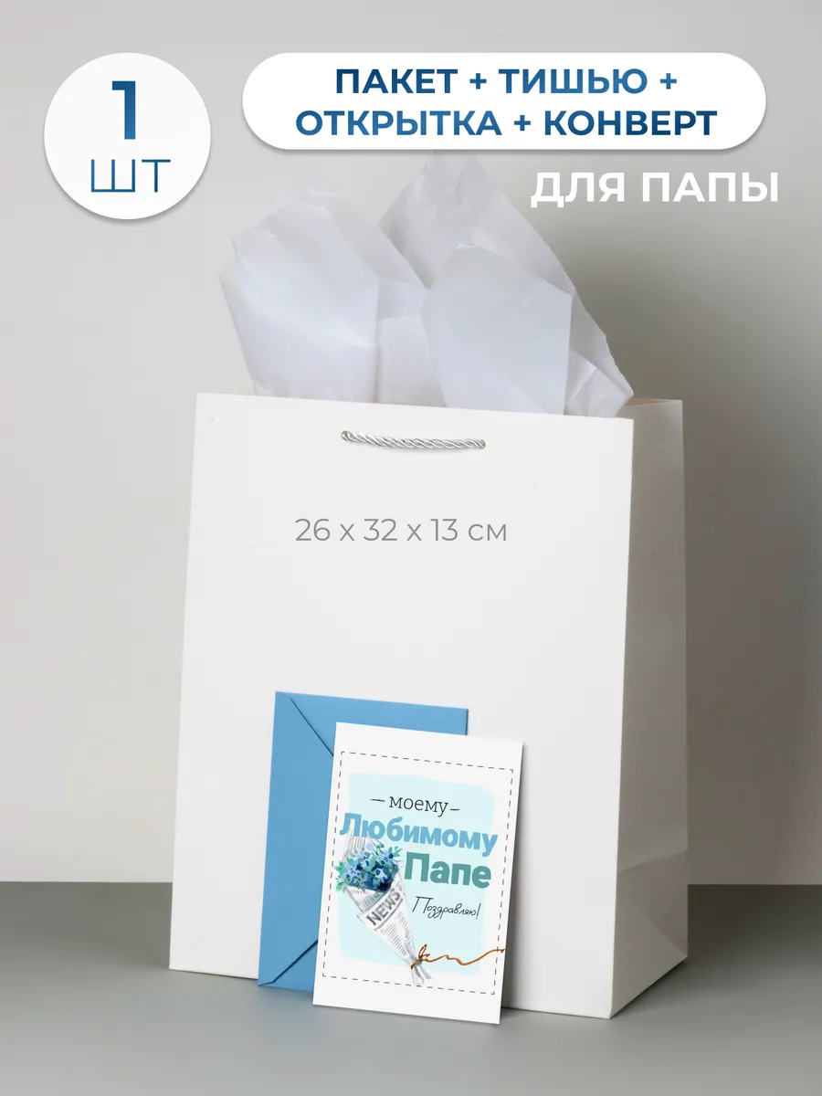 Подарочный пакет бумажный папе 1 шт.