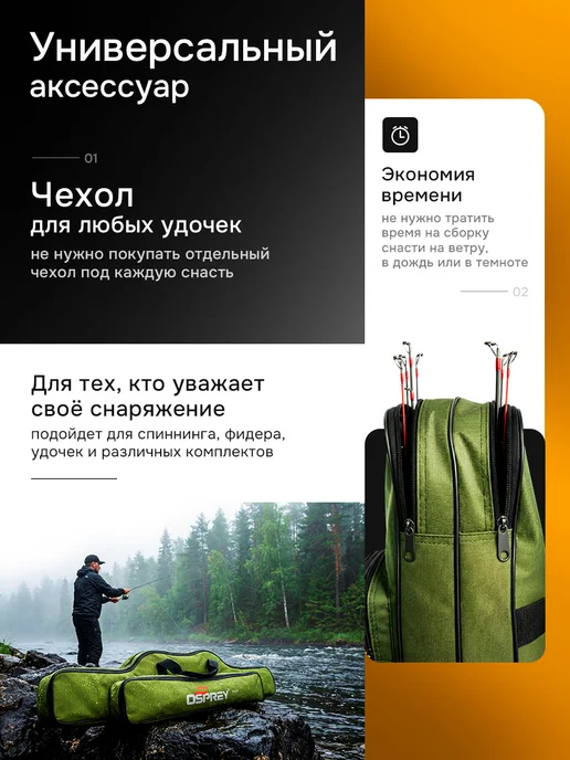 RYBALKA_SHOP Рыболовный чехол для удочек 100 см, зеленый, фото 5