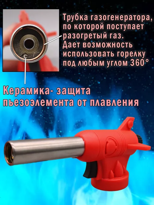MaxBoom Газовая горелка насадка с пьезоподжигом, красный, фото 3
