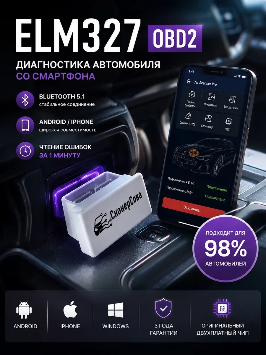 Автосканер для диагностики ELM327, v1.5, 2 платы PIC18F25K80