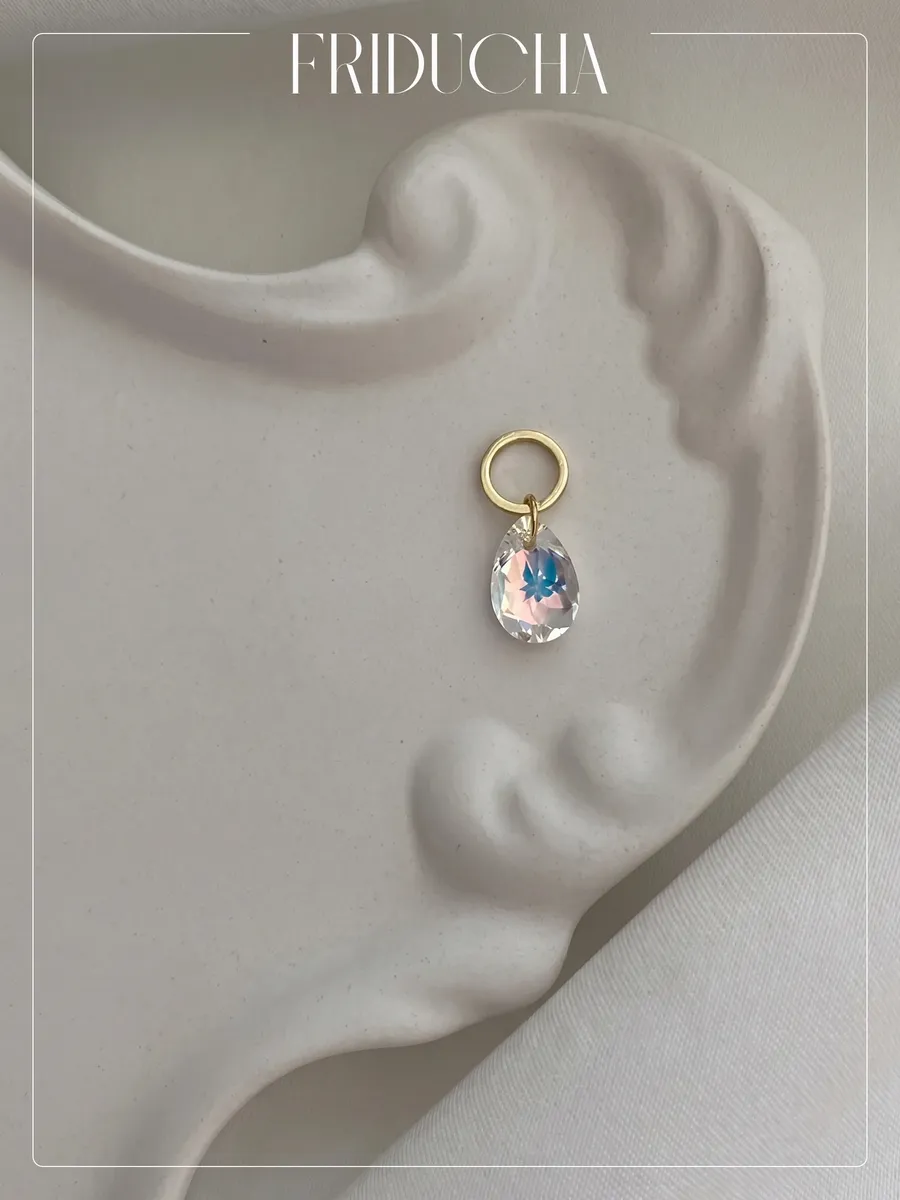 Подвески Pear Cut Crystal AB Swarovski, позолота, 2 шт