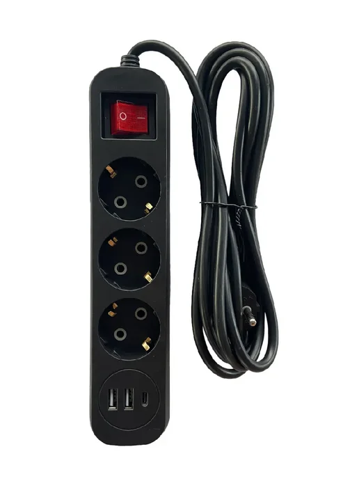 Lira Сетевой фильтр LRFI132B 3 розетки, 2xUSB, 1xUSB-TypeC, 2 м, 2 м, фото 4