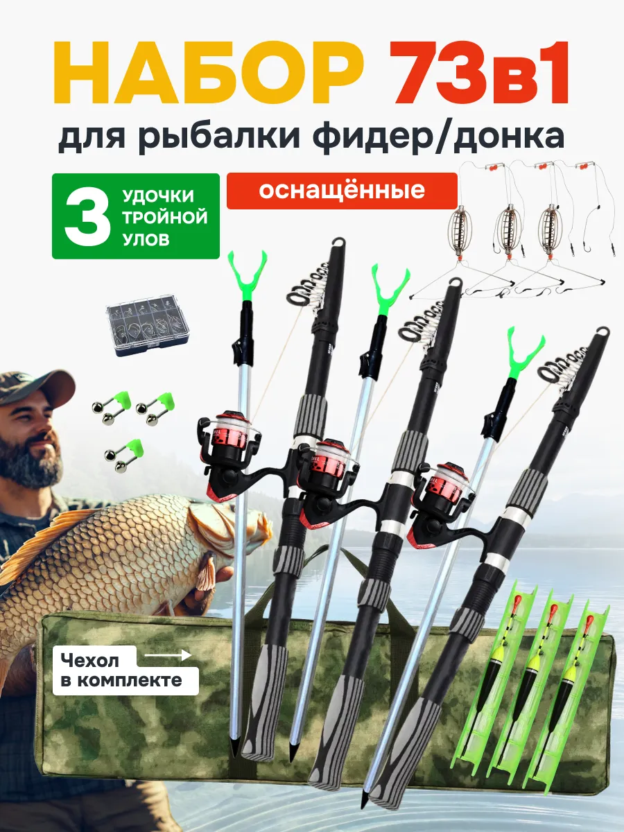 Удочки в сборе с катушкой оснащенная донка