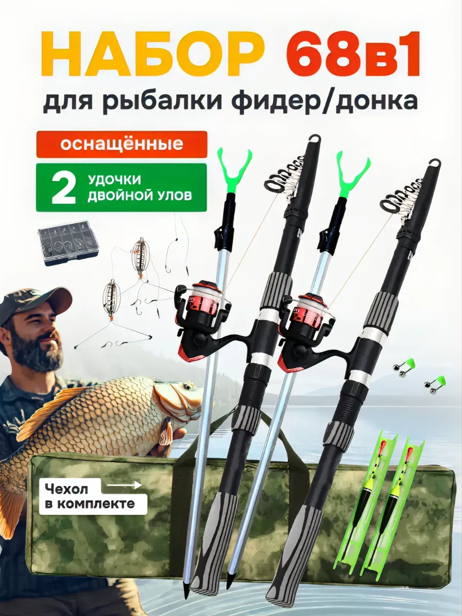 Удочки в сборе с катушкой оснащенная донка