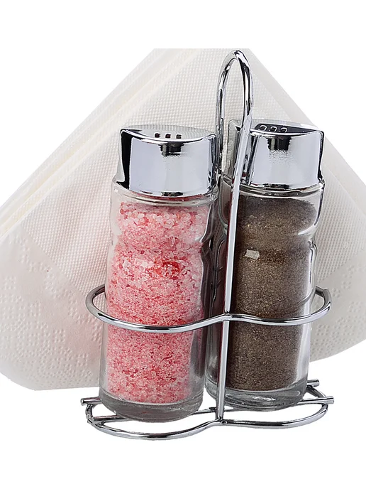 Набор для специй на стол на подставке стекло нержавейка 2 шт - фото 8