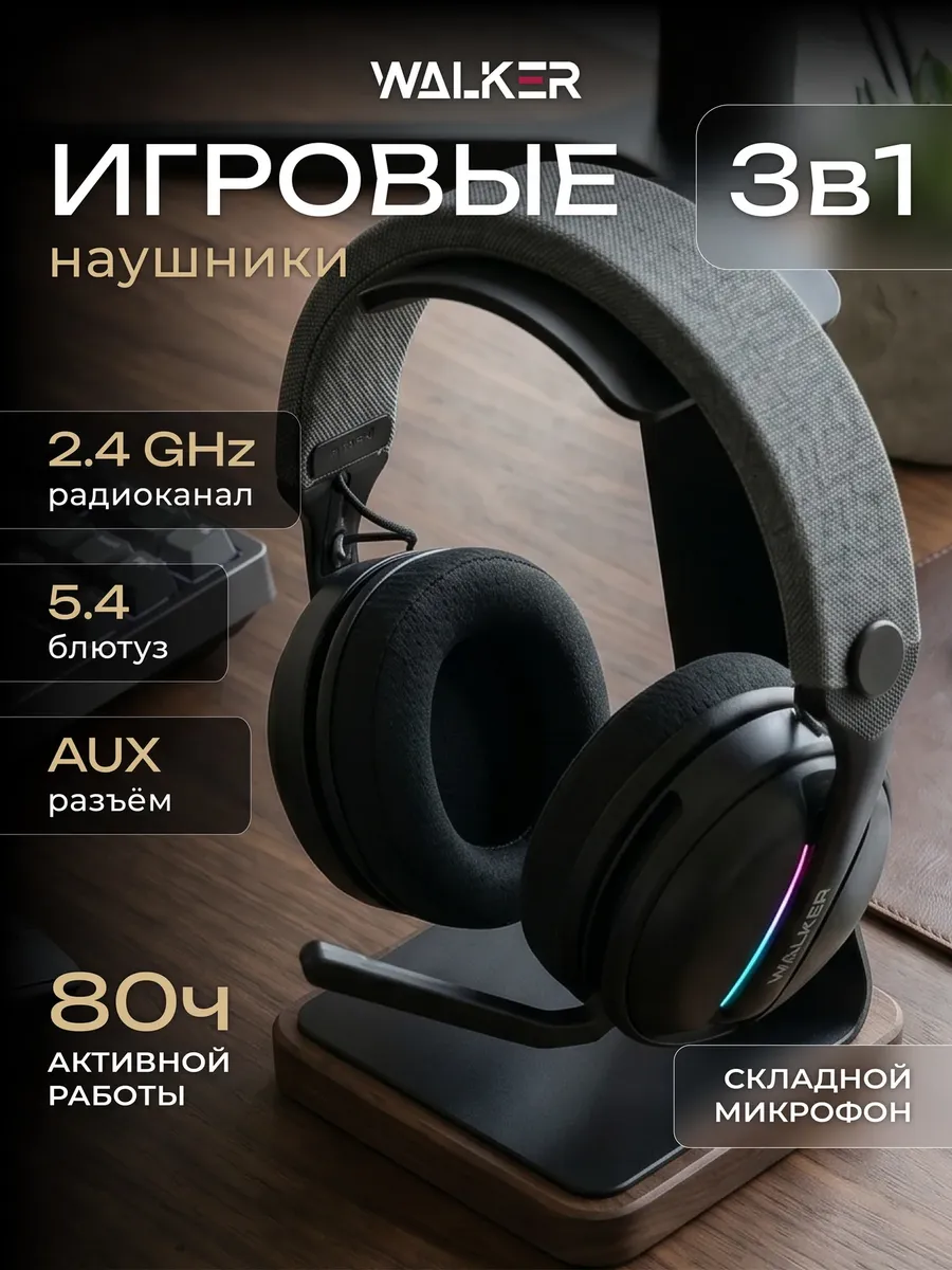 Наушники игровые большие беспроводные с микрофоном