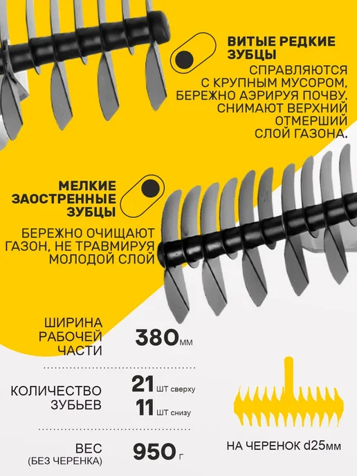 Урожайная сотка Грабли садовые металлические двухсторонние без черенка, вариант, фото 2