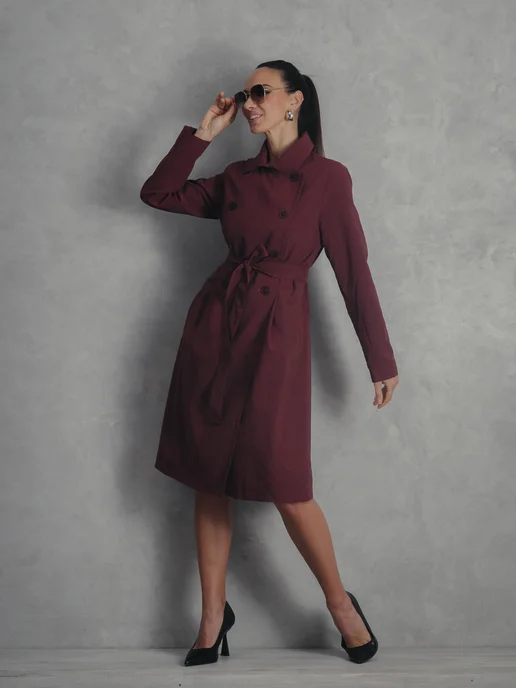 ROSSO BRAND Тренчкот демисезонный, фиолетовый, фото 4