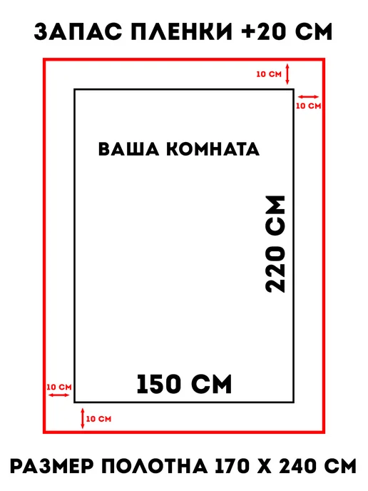 Потолочный папа Натяжной потолок 200 х 200 см комплект белый без нагрева, 150x220 см, фото 2