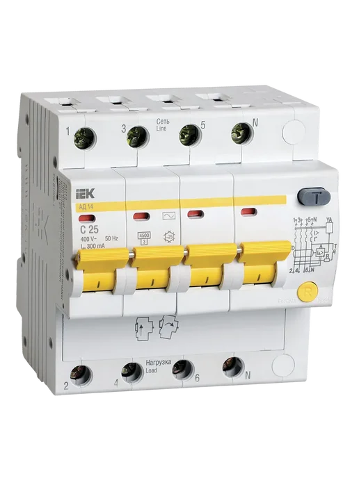 Iek Дифференциальный автомат 4P 25А 300мА тип AC, KARAT, серый