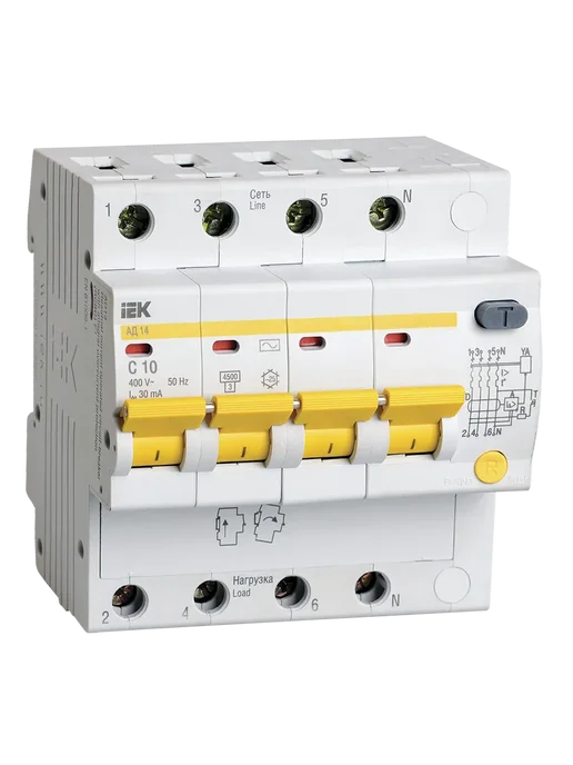 Iek Дифференциальный автомат 4P 16А 30мА тип AC, KARAT, 10А, серый
