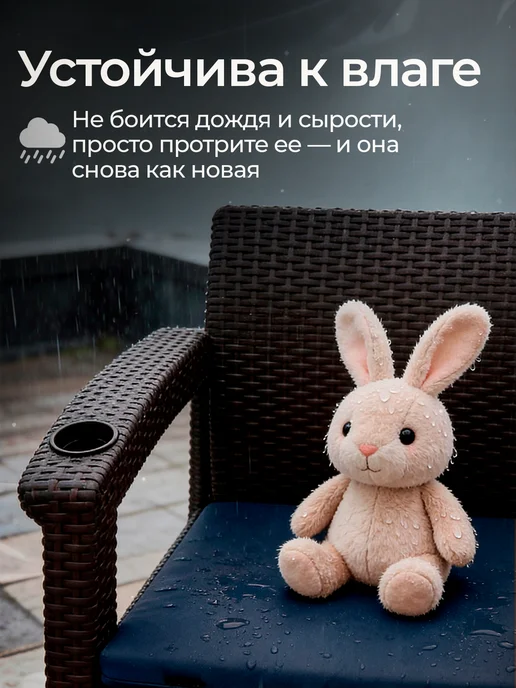 HomlyGreen Комплект садовых кресел с черными подушками, коричневый, фото 4