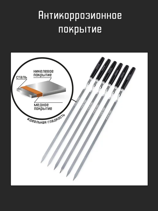Forester Набор двойных шампуров для крупного мяса, 6 шт, фото 4