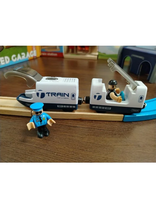 1-ая АВОСЬКА Электропоезд детский совместим с IKEA BRIO с USB зарядкой, синий, фото 7