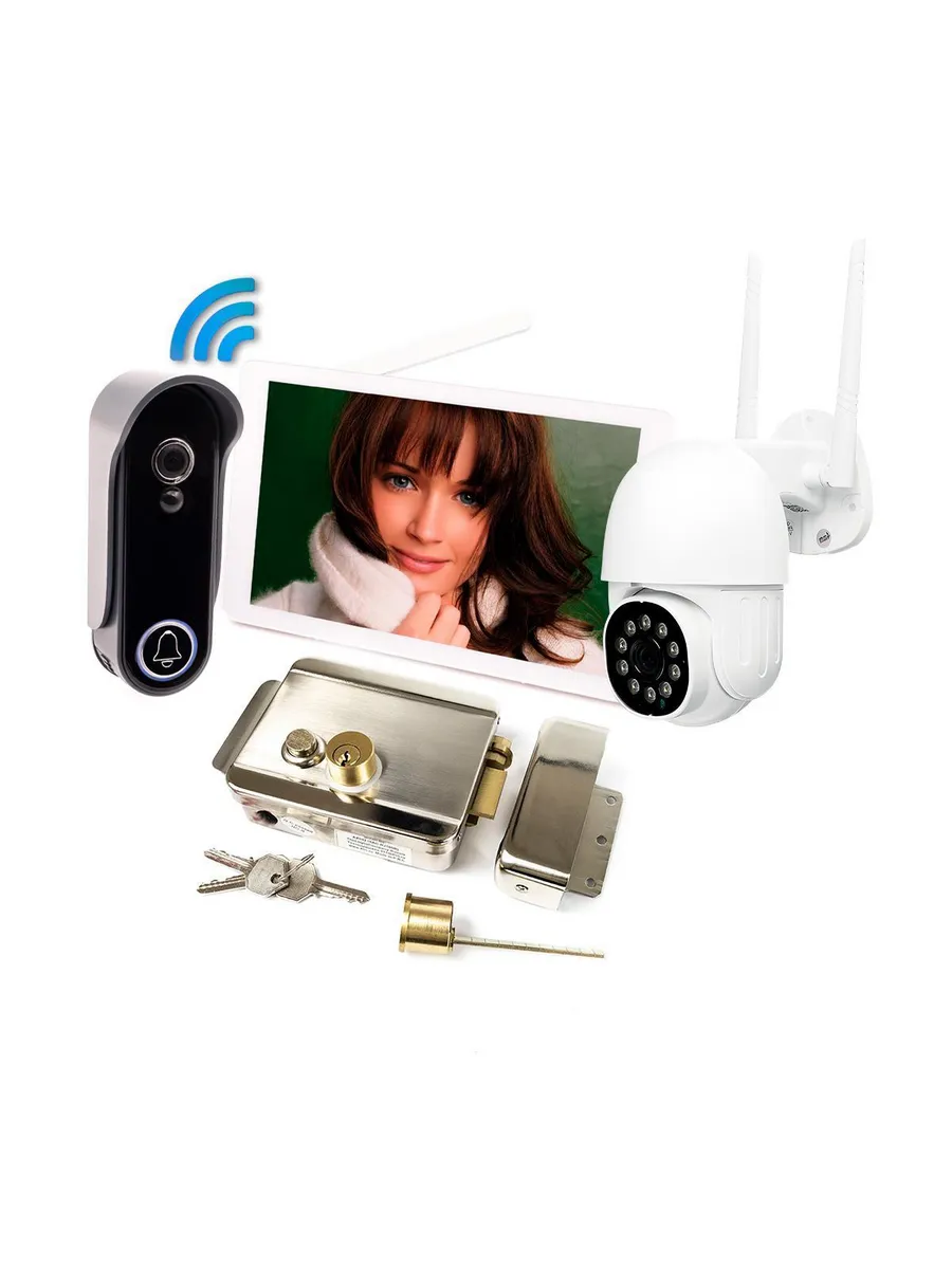 Wi-Fi HD домофон и камера+замок 1100-Tuya (1+1+AX042)