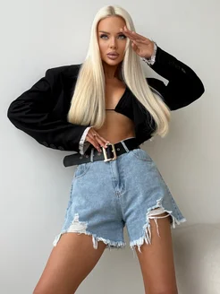 МОДАМА Шорты джинсовые с высокой талией - фото 11