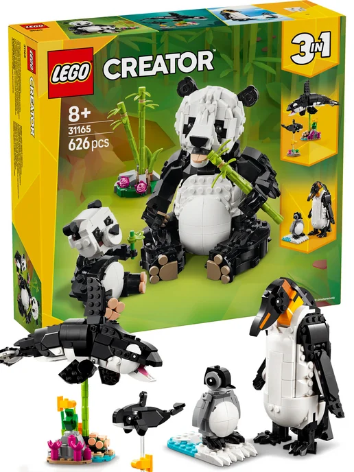 LEGO Конструктор Creator 31165 Дикие животные Семья панд 3в1, черный