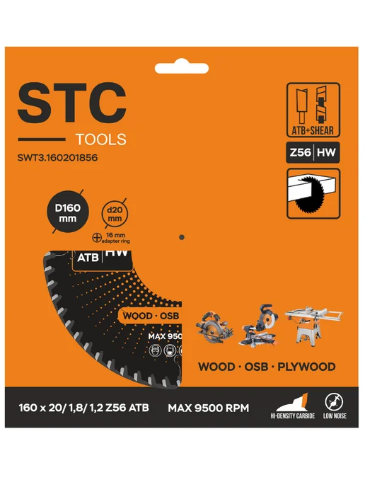 STC TOOLS Диск пильный по дереву 160x20 мм, 56 зубьев, вариант, фото 6