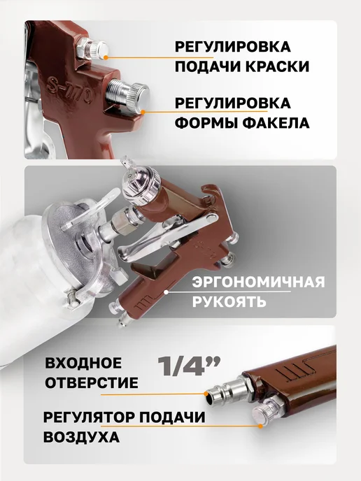 FORSTIME Краскораспылитель с нижним бачком 1000 мл, сопло 1.8 мм, 1 л, фото 3