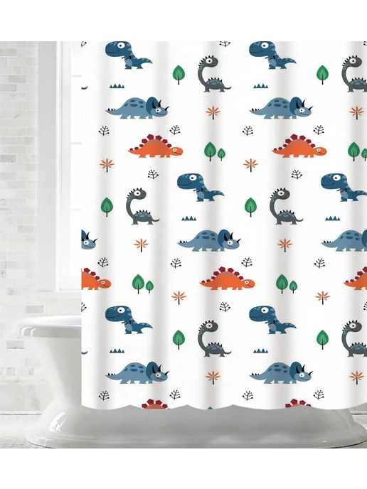PRIMANOVA Штора для ванной Dino 180х200 см, с утяжелителем, 180x200 см, фото 5