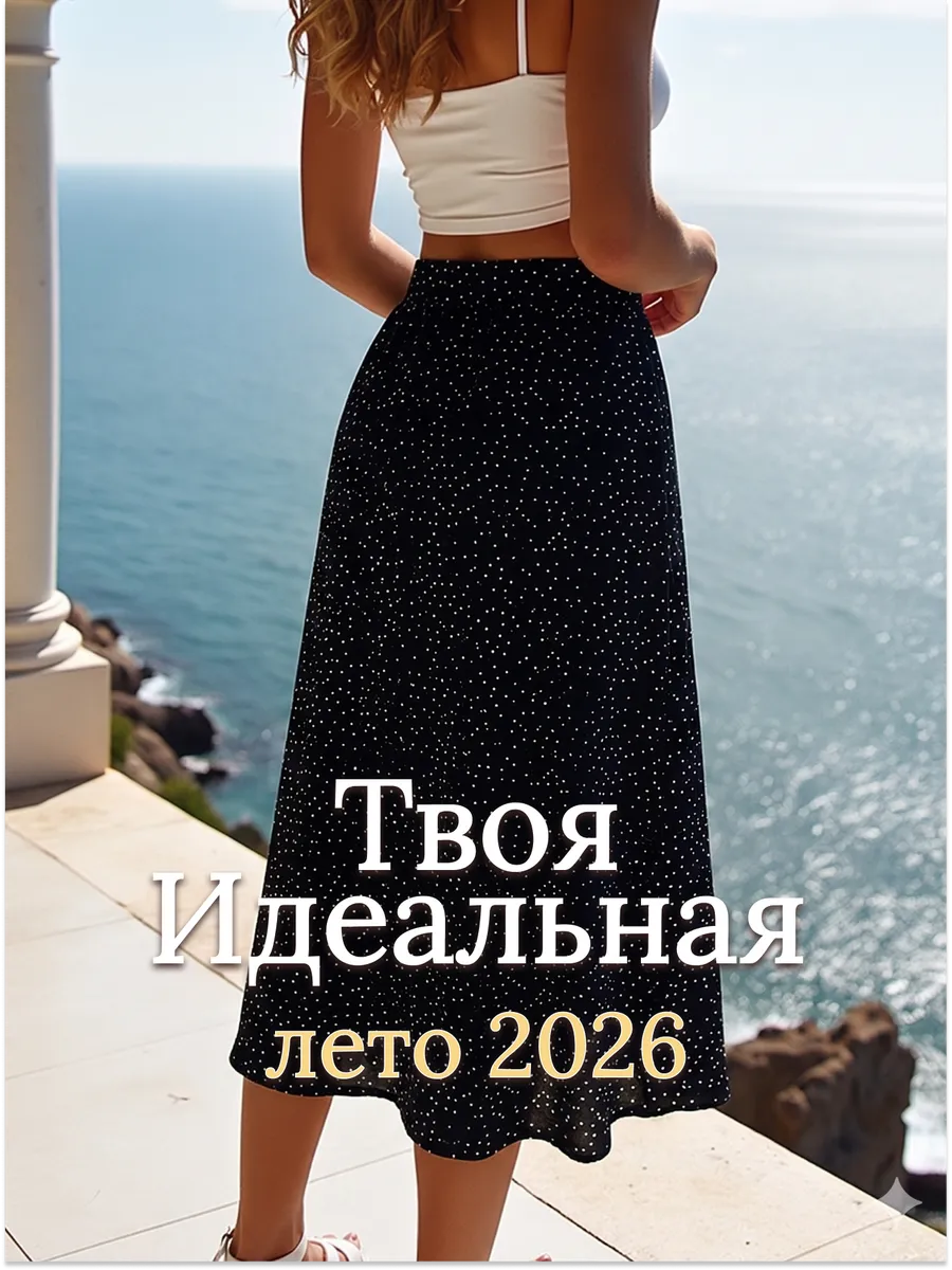Юбка летняя миди с разрезом