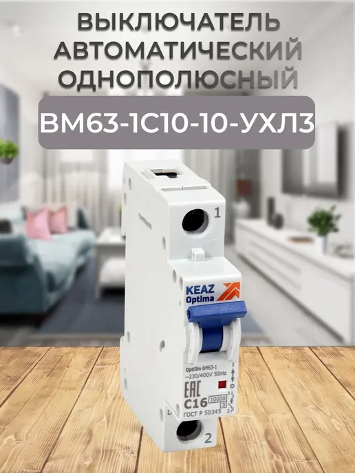 249249 Выключатель автоматический однополюсный BM63-1C10-10, вариант