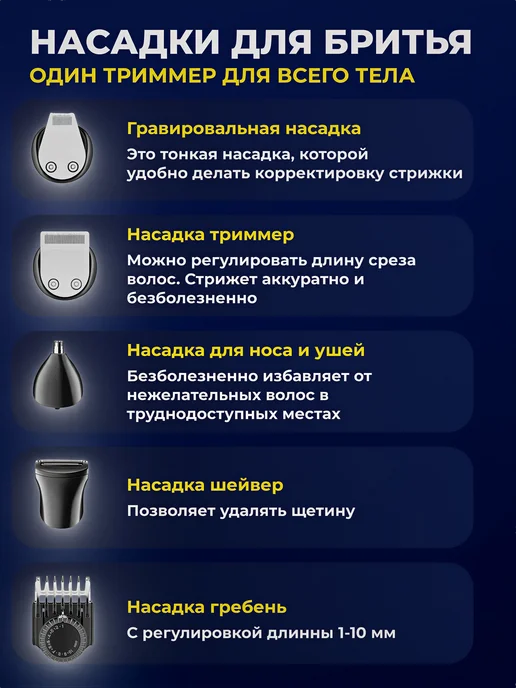 VGR Набор для стрижки волос V-105 5 в 1, черный, фото 2