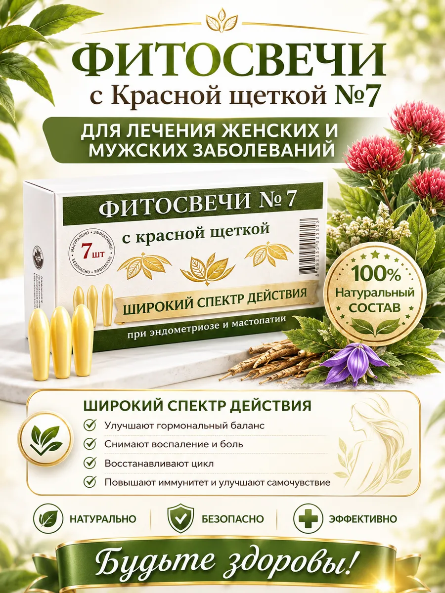 Свечи с красной щеткой фитосвечи 7 шт