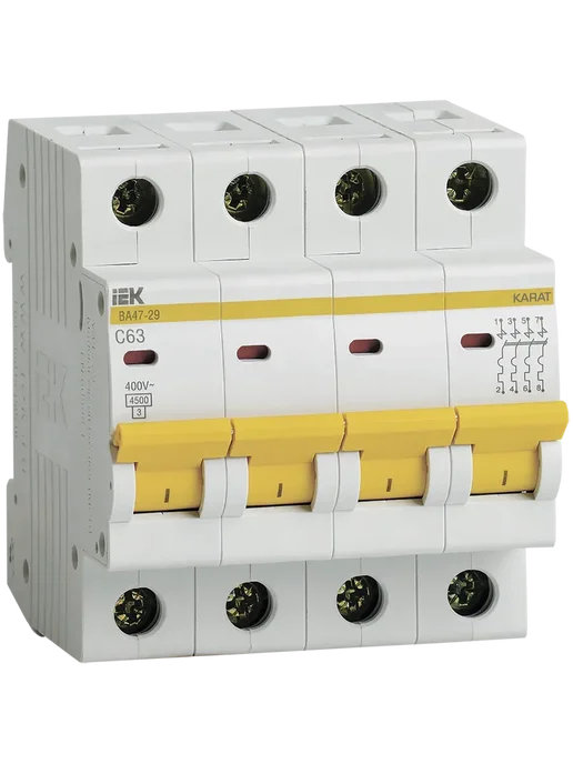 Iek Автоматический выключатель 4P C 10А 4,5кА, KARAT, 63А, белый