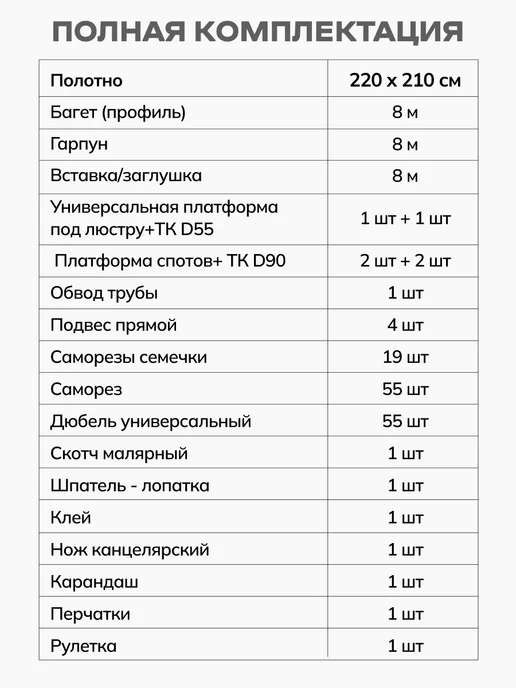 City Market Натяжной потолок без нагрева комплект белый 2 на 1.3 м, 1,9 м, фото 2