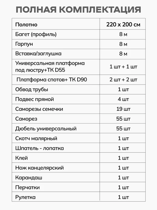 City Market Натяжной потолок без нагрева комплект белый 2 на 1.3 м, 1,8 м, фото 2