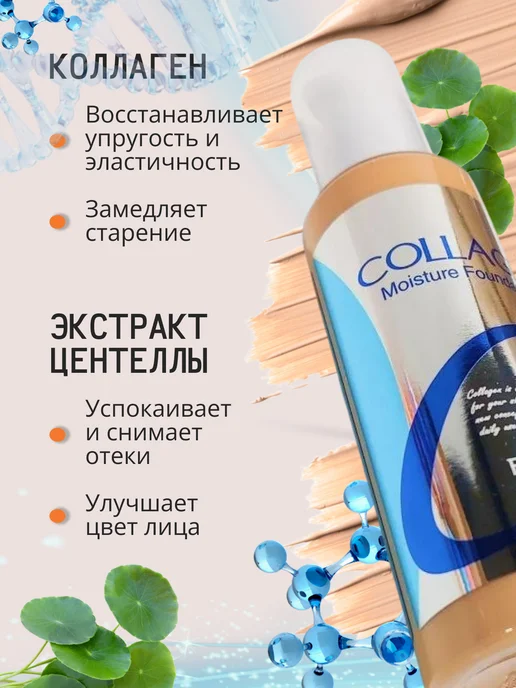 ENOUGH Увлажняющий тональный крем для лица матовый Collagen тон 21, бежевый, фото 3