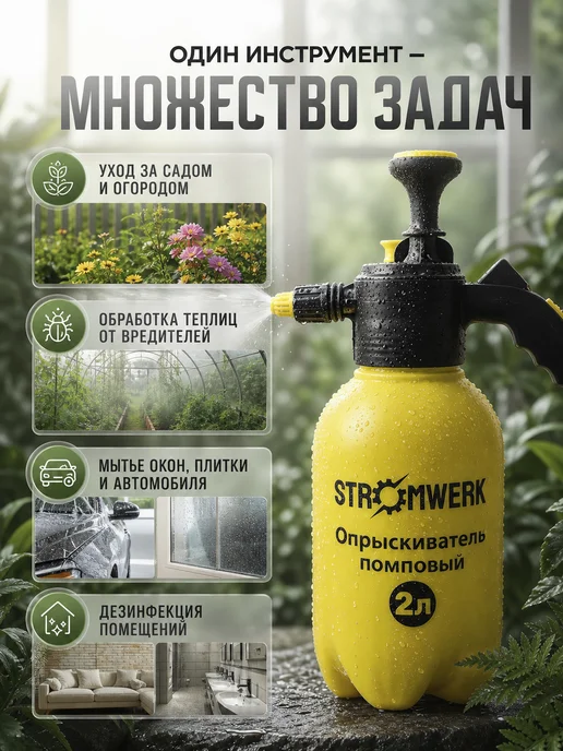 STROMWERK Опрыскиватель помповый садовый 2 литра, садовый, фото 7
