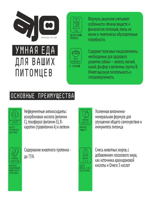 Сухой корм AJO Гречкой Склонных для собак, 12 кг, фото 6