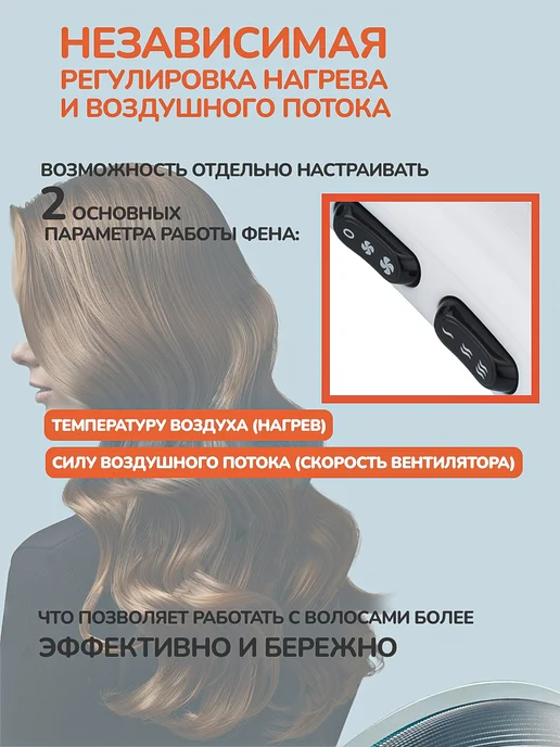 DEWAL Фен для волос Beauty Comfort HD1004 White, белый, фото 2