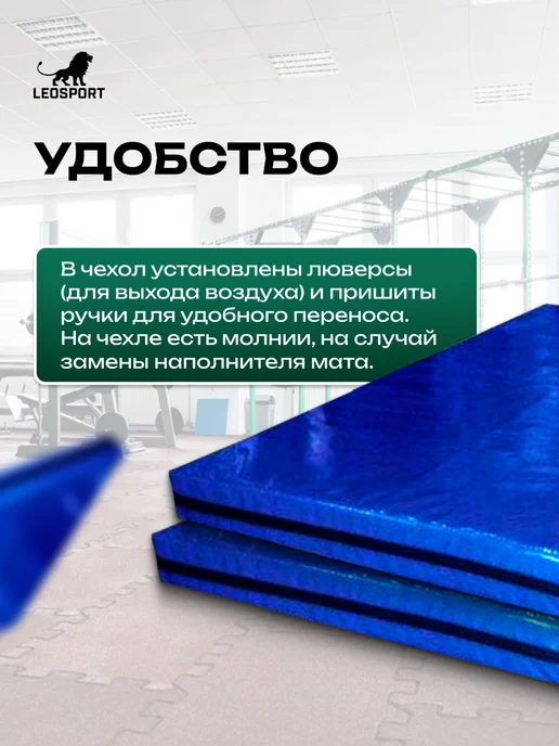 LeoSport Чехол на мат спортивный 200*100*10см.Тент,синий, 200x100x10 см, фото 5