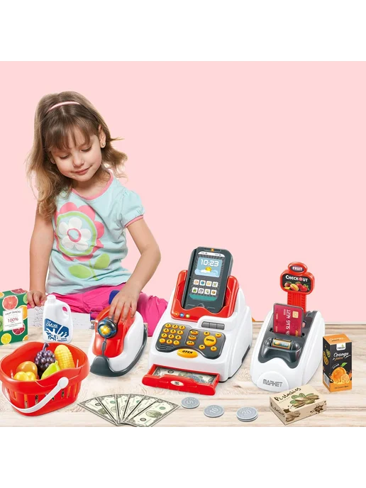 MANGO ART Касса детская игрушечная Магазин со звуком и светом, 33 шт, фото 8