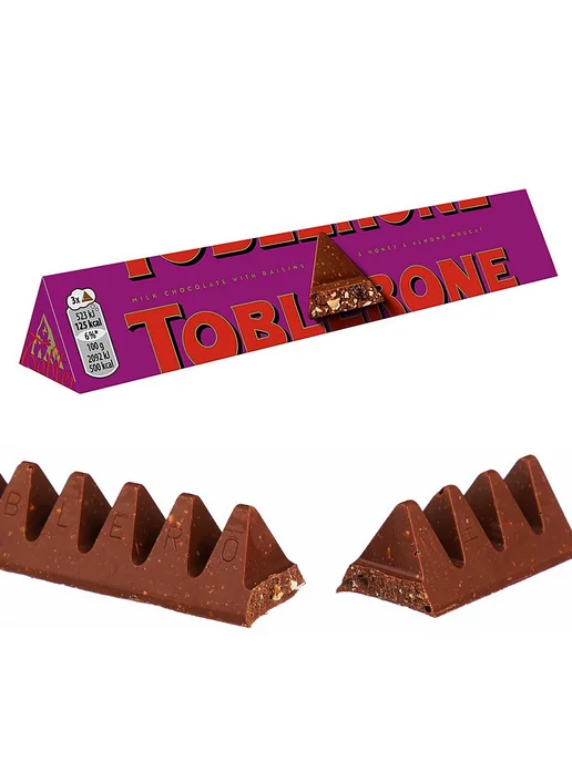 toblerone Молочный шоколад с изюмом и нугой 100 г (1 шт) 3211969, 100 г, 1 шт, фото 2