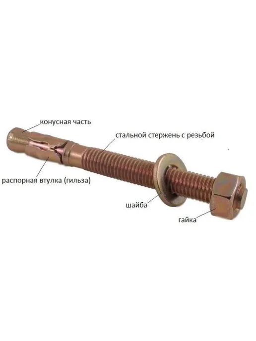 Клиновой анкер М12х140 оцинкованный, 30 шт, 12x140, 30 шт, фото 2
