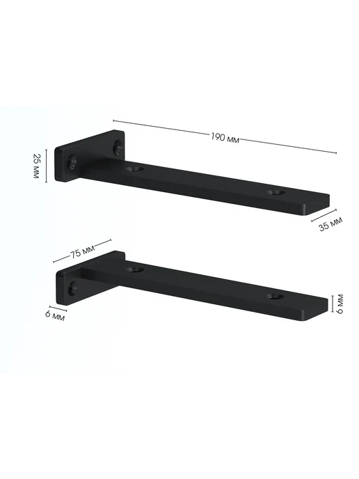 Custom Mebel Держатель, кронштейн для полок металл 19см, 2шт. Черный, 2 шт, черный, фото 3