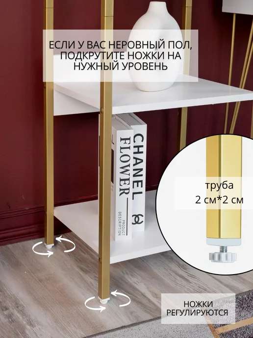 ТПП САЛВЕ Стеллаж напольный высокий металлический лофт, белый, фото 4