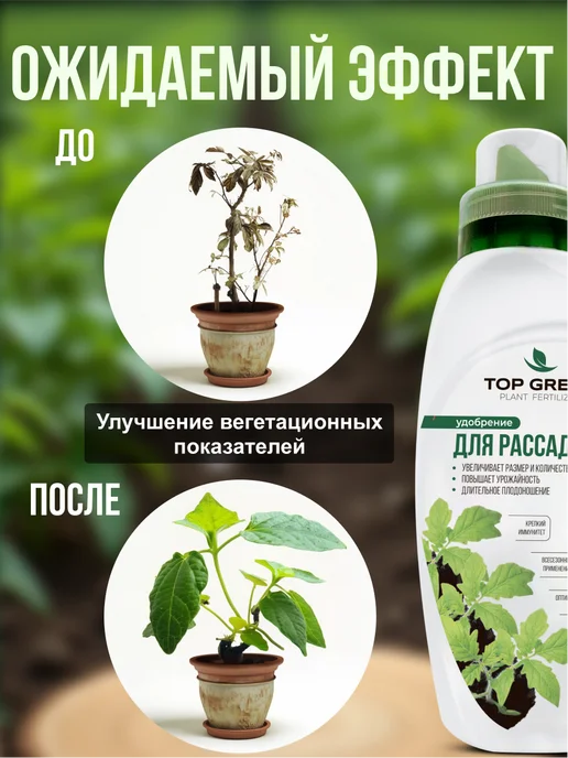TOP GREEN Удобрение для растений сада и огорода, для рассады весна, зеленый, фото 4