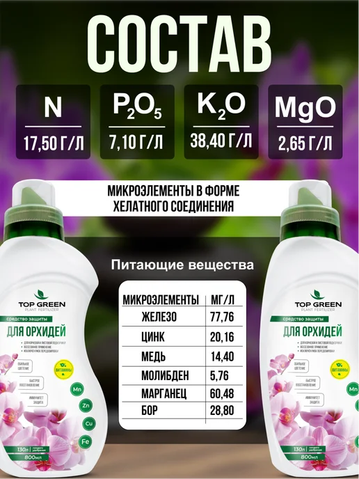 TOP GREEN Удобрение для комнатных растений, для орхидей весна, зеленый, фото 2