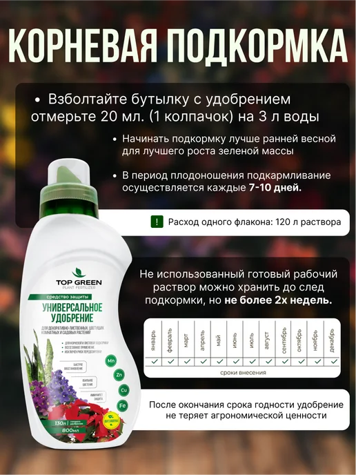 TOP GREEN Удобрение для растений сада и огорода универсальное весна, зеленый, фото 5