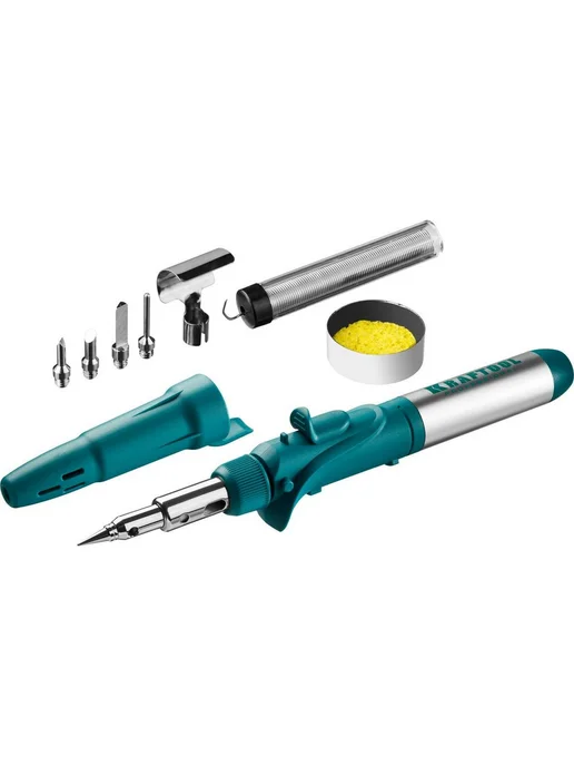 Газовый паяльник горелка с пьезоподжигом Kraftool SolderPro 120K набор 10 в 1 беспроводной мини фен 55503-H10, 10 шт, фото 2