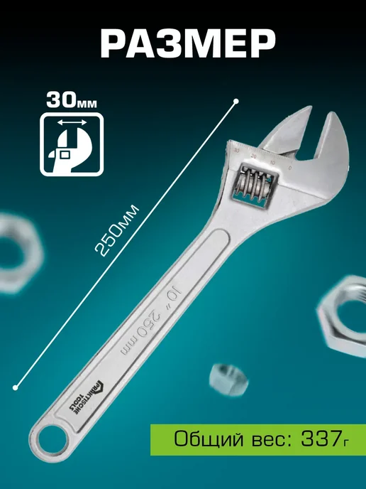 PRAKTISCHE TOOLS Разводной ключ, серый, фото 2