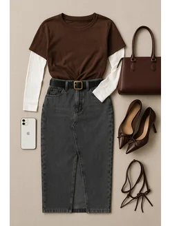 Юбка миди джинсовая с разрезом спереди