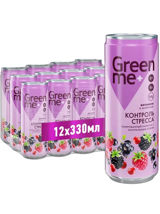 GreenMe ГринМи плюс Стресс Контрол 0,33л. 12шт, 330 мл, 12 шт, фото 2