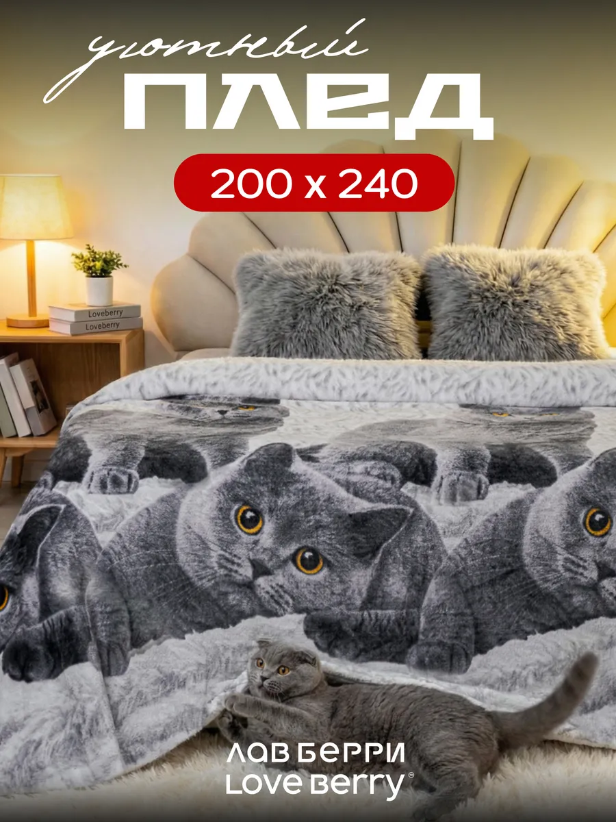 Плед Евро 200х240 на кровать и диван для детей